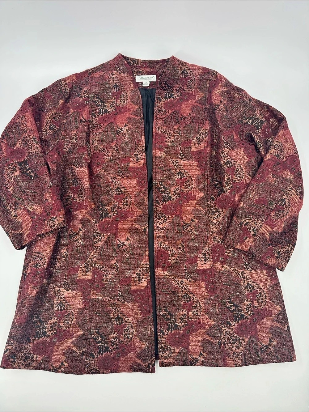 Coldwater Creek RN 98516 Paisley Zip Jacket in Red & Black Size 2X